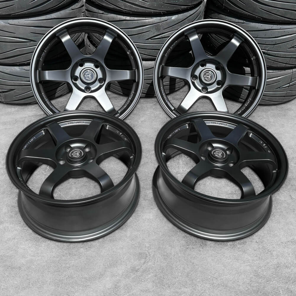 Black 6 Spoke 17 inch Alloy Wheels for Mazda NC MX5 Mk3, 05-15